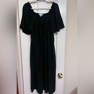 Black maternity dress with bow detail